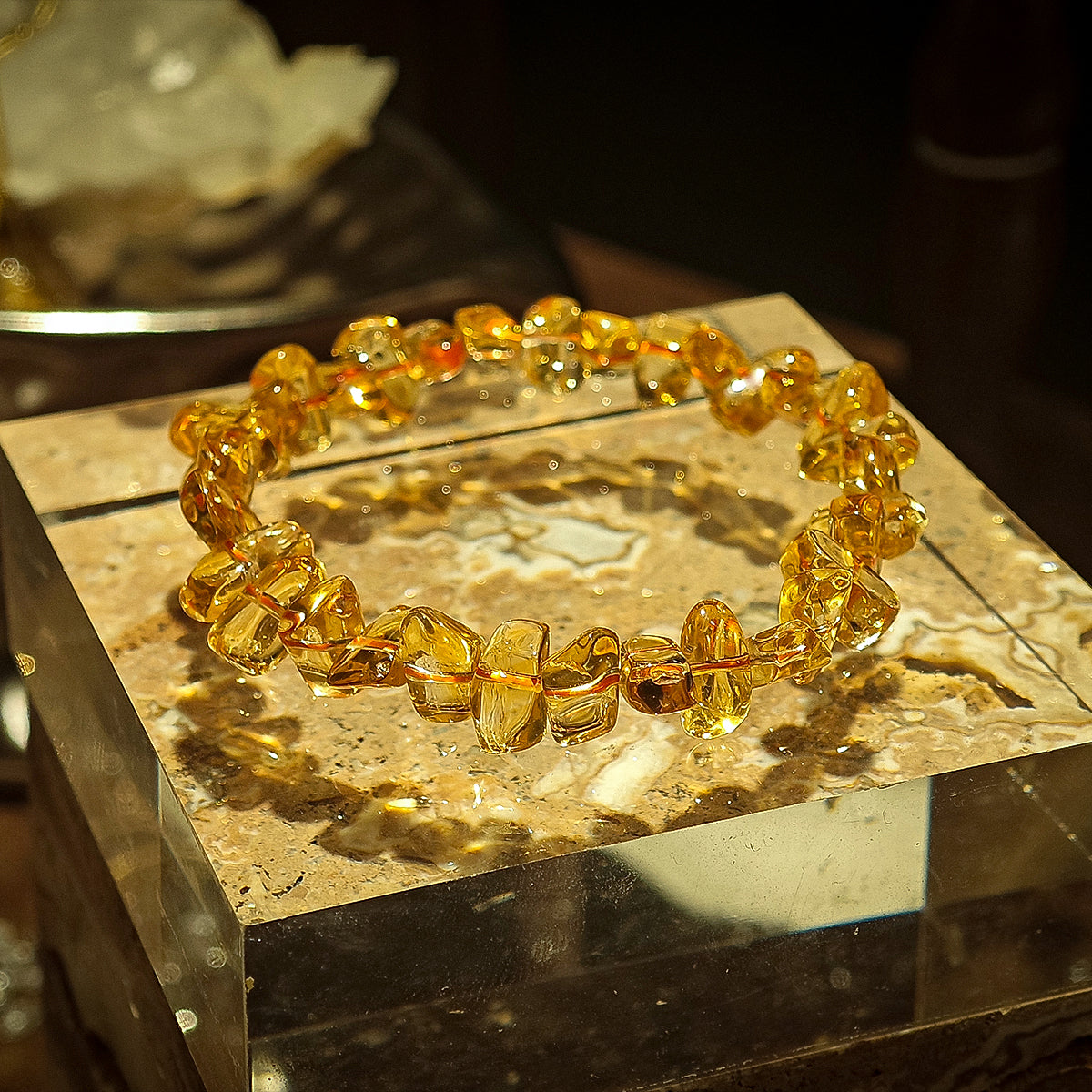 Handmade Raw Citrine Bracelet - Natural Irregular Stones-st-0031