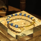 Handmade Kyanite Bracelet with Gold Accents-st-0027