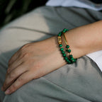 Handmade Malachite Bracelet with Gold Accents-st-0010