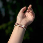 Handmade Rhodochrosite and Howlite Bracelet with Gold Plated Accents-st-0006