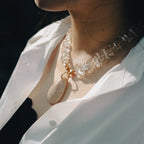Handmade Raw Clear Crystal Necklace - Natural Irregular Stones-st-0023