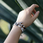 Handmade Howlite and Kyanite Bracelet with Silver Chain - Greek Sculpture Inspired-st-0007