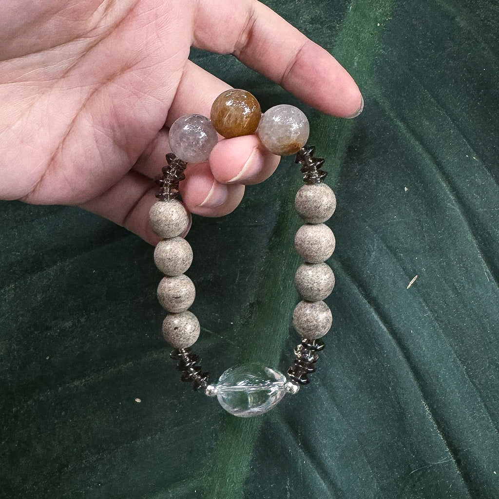 Handmade Map Stone and Clear Crystal Bracelet-st-0018