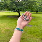 Handmade Amazonite and Clear Crystal Bracelet - Thai Silver Accents-st-0034