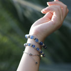 Handmade Turquoise and Kyanite Bracelet with Hammered Thai Silver-st-0029