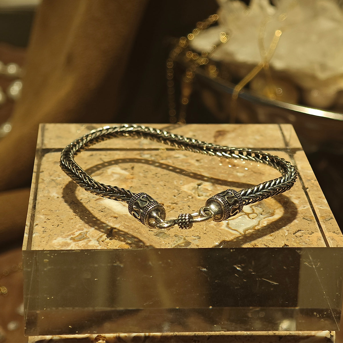 Versatile Antiqued Silver Dragon Bone Chain Bracelet-st-0019