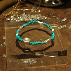 Handmade Natural Turquoise with Thai Silver Bracelet-st-0012
