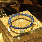 Handmade Kyanite and Lapis Lazuli Bracelet with Silver Accents-st-0008
