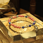 Handmade Lapis Lazuli and Rhodochrosite Bracelet with Antique Silver-st-0005
